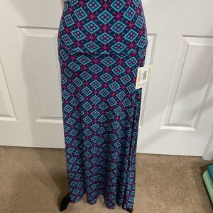 LuLaRoe Teal & Purple Geometric Maxi Skirt